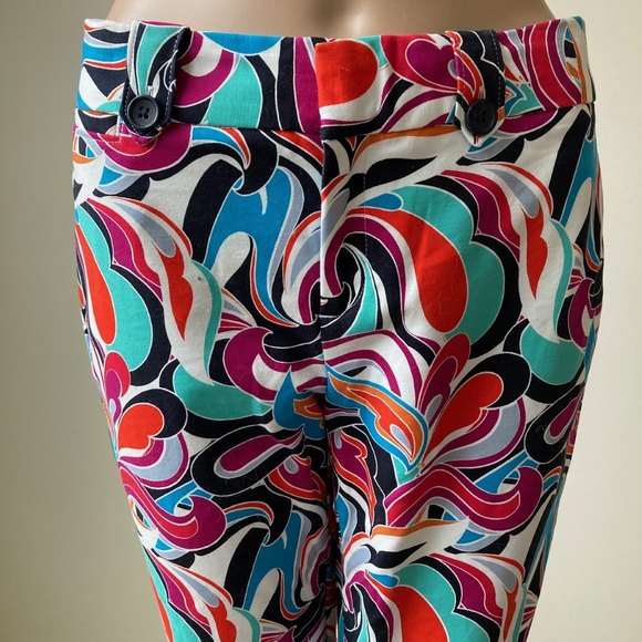 Banana Republic Capri Pants Women Size 2 Summer Cropped Bright Colorful Floral - Picture 3 of 12